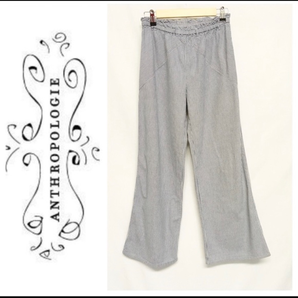 Anthropologie Seersucker Wide Leg Lounge Pants